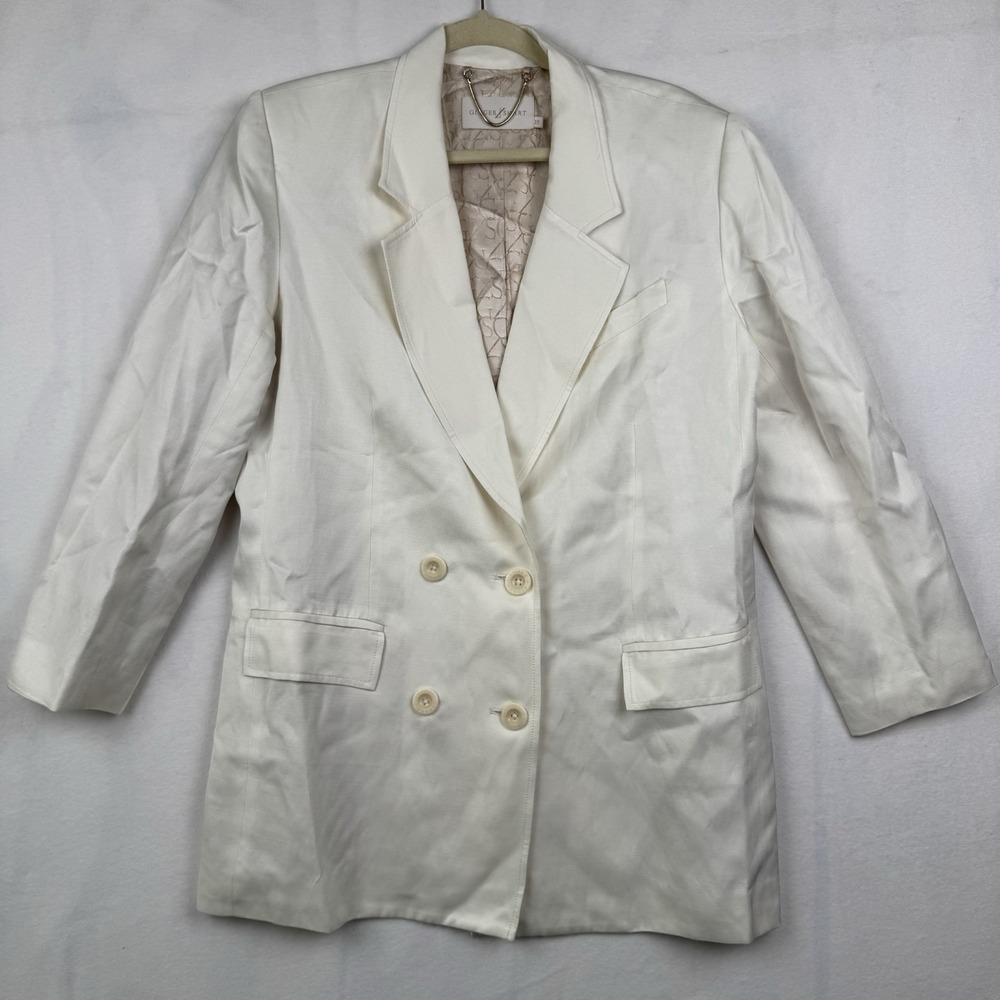 Ginger & Smart White Double Breasted‎ Blazer Size 16 Structured Rayon